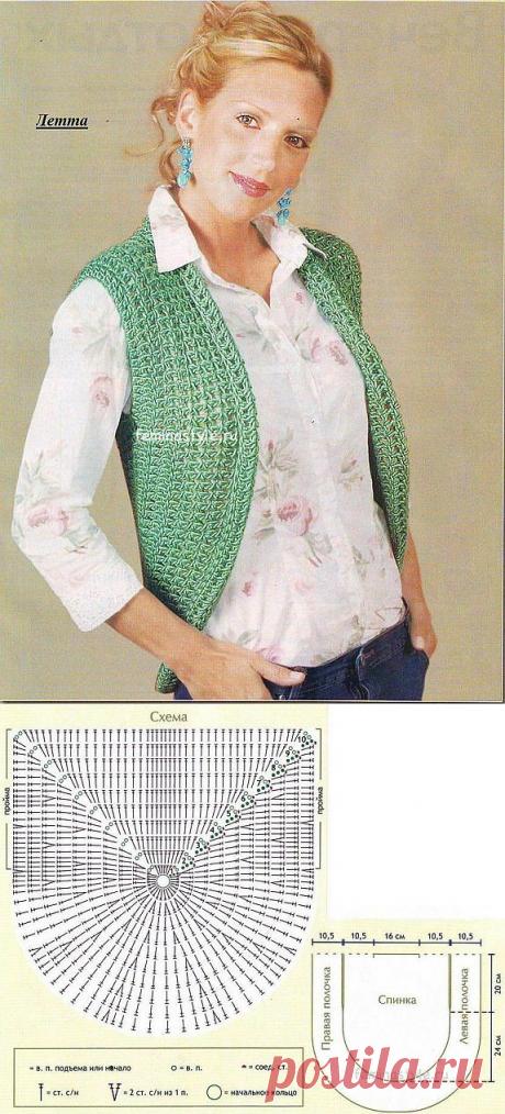 Шерстяной жилет цвета аквамарина связанный крючком / Рукоделие / Домоводство / Женские секреты / Женский стиль