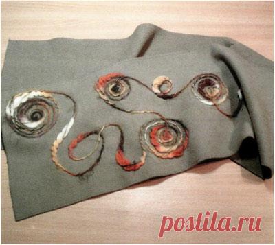 Валяние из шерсти. Как превратить однотонный тусклый шарф в дизайнерскую вещь.