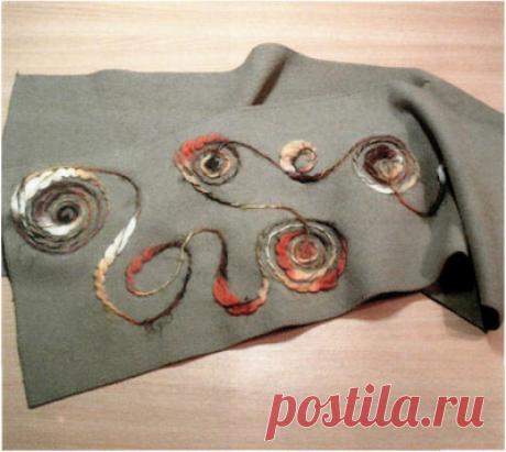 Валяние из шерсти. Как превратить однотонный тусклый шарф в дизайнерскую вещь.