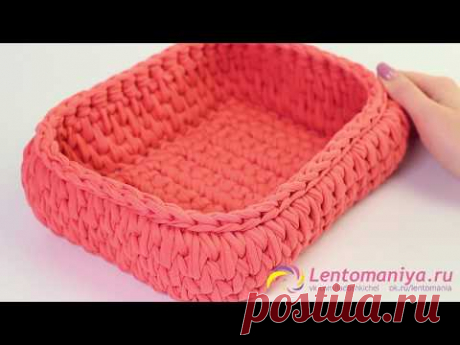 Дно для прямоугольной корзинки из трикотажной пряжи