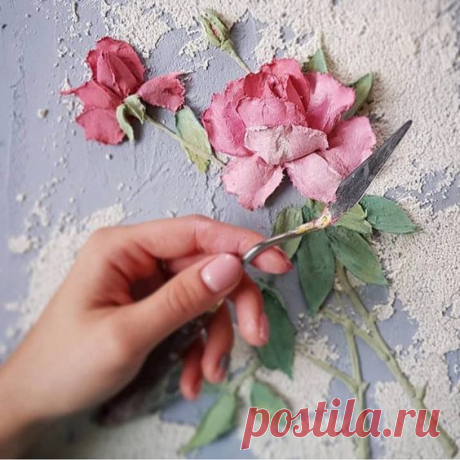 Нежный декор с помощью декоративной штукатурки, который хочется повторить | Краше Всех