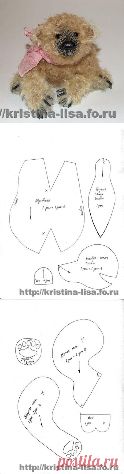 Коготок. По этой выкройке медвежонок получается как живой