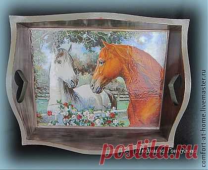 Поднос Нежность - серый,поднос для кухни,поднос декупаж,поднос для завтрака