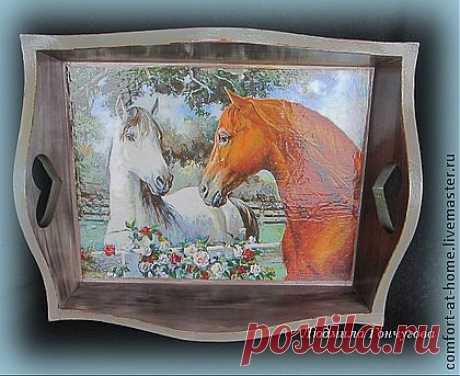 Поднос Нежность - серый,поднос для кухни,поднос декупаж,поднос для завтрака