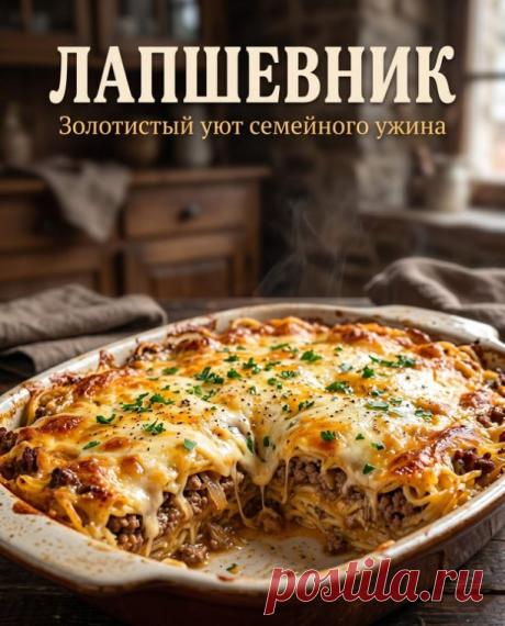 Лапшевник
Сытная домашняя запеканка из макарон и сочного фарша под румяной сырной корочкой. Простое блюдо для всей семьи!