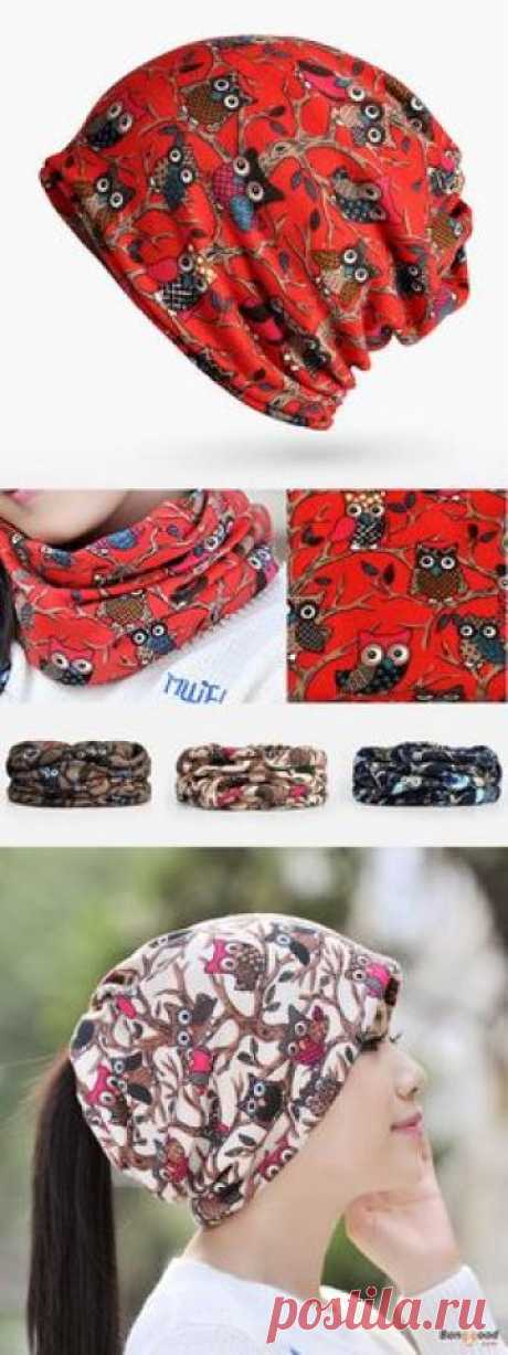 US$7.99+ Free shipping. Women Owl Pattern Slouchy Bonnet Cap Multi-function Double Layers Windproof Warm Scarf. Suitable in Spring, Summer, Autumn.