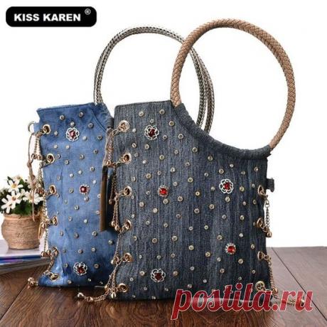 KUFER z artystycznym rękodziełem : Małe torebki z dżinsu