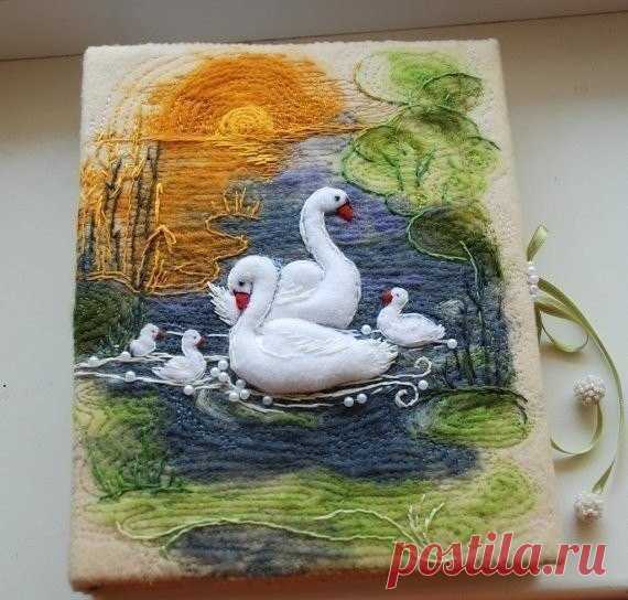 Пейзажи из ниток на обложках / Необычные поделки