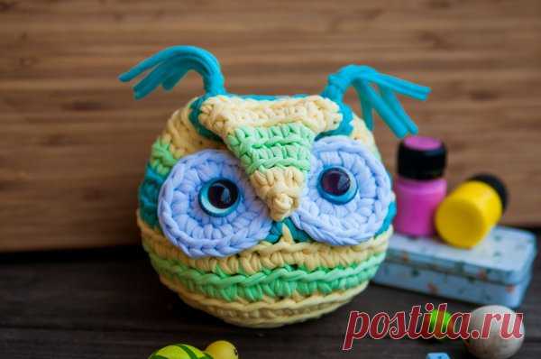 Сова из трикотажной пряжи. Интерьерный поглотитель запаха с рисом. | Живые вещи | Яндекс Дзен