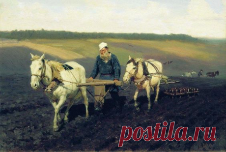 Ilia Repin, Leo Tolstoy in ploughland Пахарь. Лев Николаевич Толстой на пашне. 1887  |   Pinterest