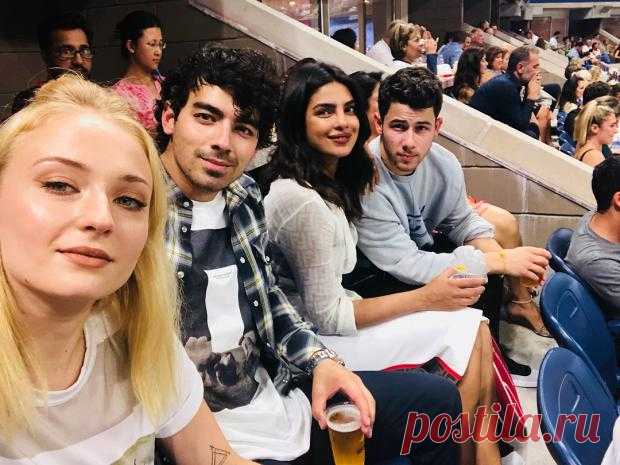 Мисс элегантность и молодая бунтарка: Приянка Чопра и Софи Тернер с женихами вышли в свет