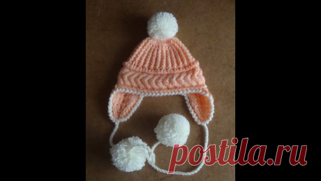 ШАПОЧКА С УШКАМИ. knitted cap with ears Вяжем детскую шапочку с ушками. Пряжа кавказская, троечка, спицы №3. ========================================================================================...