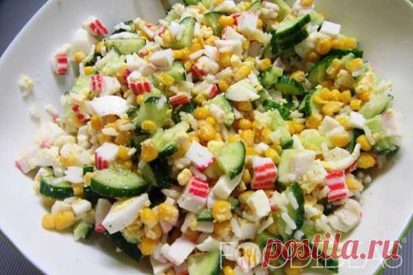 Крабовый салат рецепт классический с кукурузой и огурцом - рецепт приготовления с фото