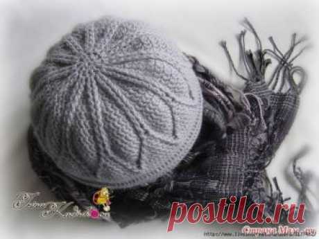 Шапка рисунок ромб листок. Крючок.