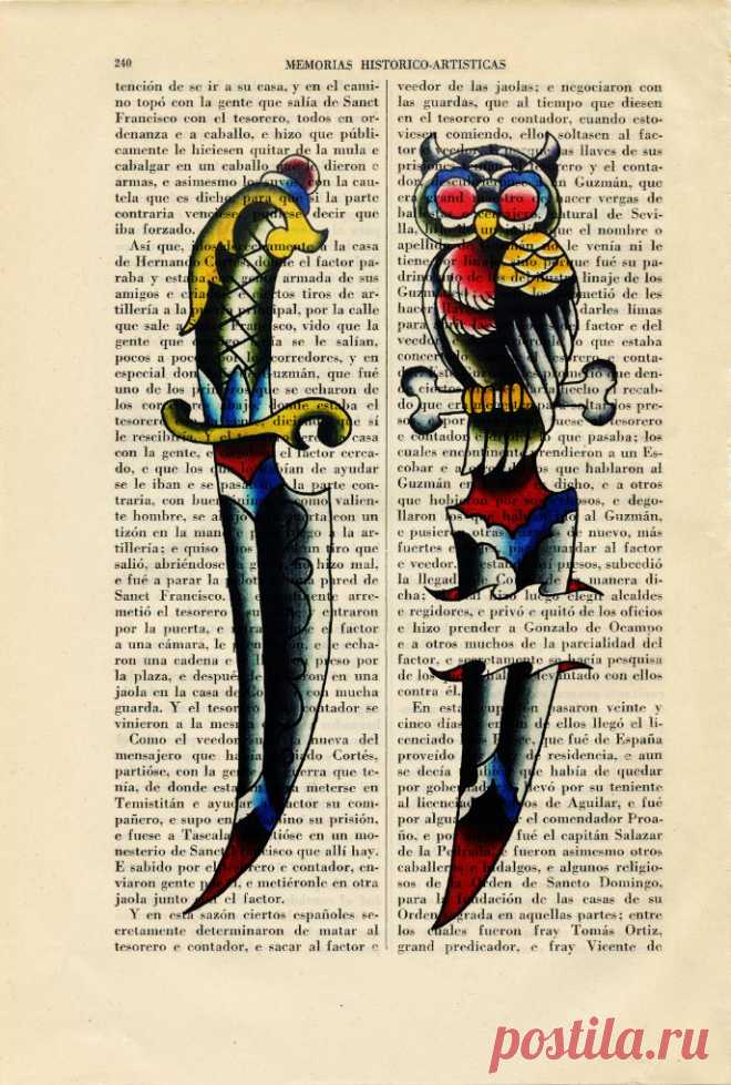 Daggers American Traditional Book Art Print Tattoo Images