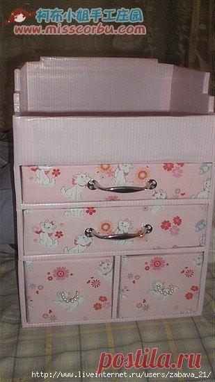 Тумбочка из картона для хранения мелочей - Декор