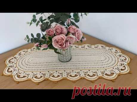 Vídeo Aula Trilho de Mesa de crochê Magnus com base em forma oval.