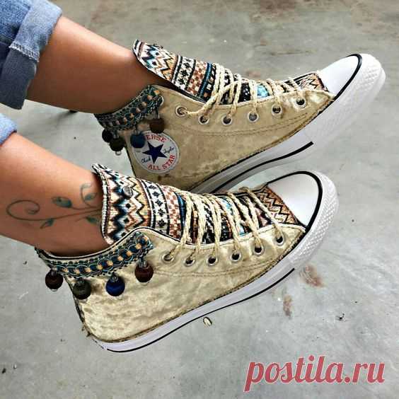 Вышитые кеды- проявите индивидуальность! Растения и грибы, космос, мотивирующие надписи, абстракции