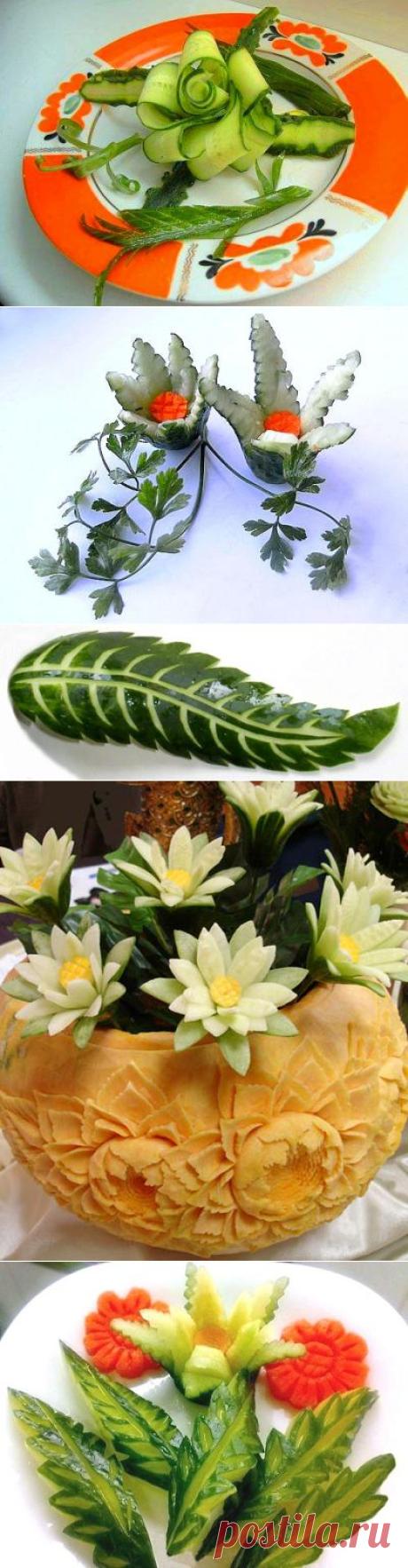 Украшения блюд из огурца