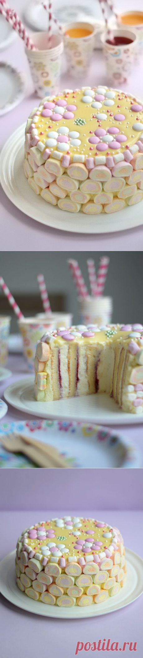 Вита торта със сладко от малини и бял шоколадов ганаш