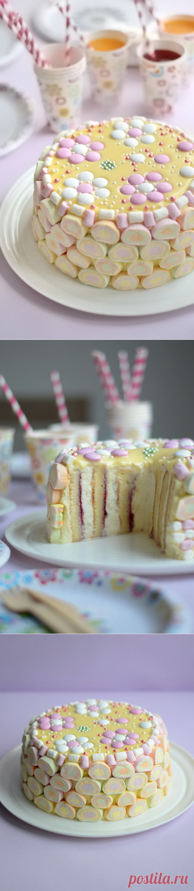 Вита торта със сладко от малини и бял шоколадов ганаш