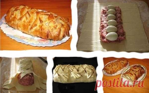 Как приготовить мясной рулет в тесте по-домашнему - рецепт, ингредиенты и фотографии