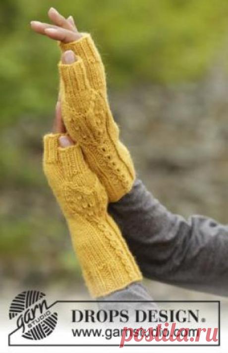 Митенки солнечный свет Яркие и теплые митенки спицами для женщин, связанные из шерстяной пряжи средней толщины. Вязание митенок осуществляется по кругу на чулочных...