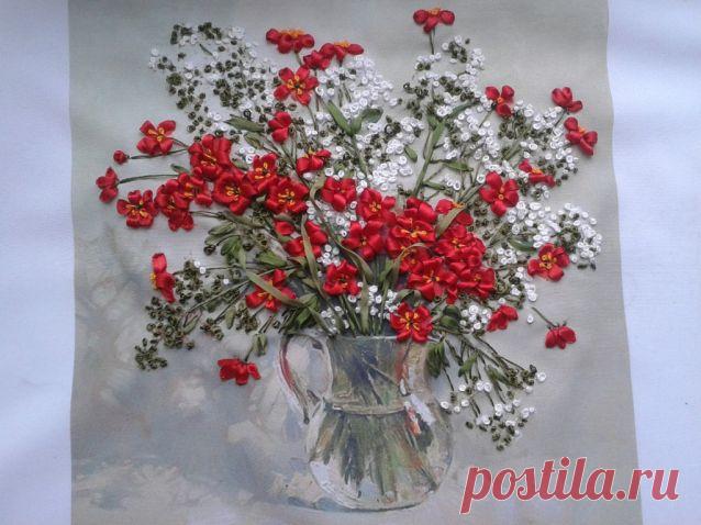 Гравилат. Вышивка лентами по картине Марии Павловой. / Вышивка / Вышивка лентами