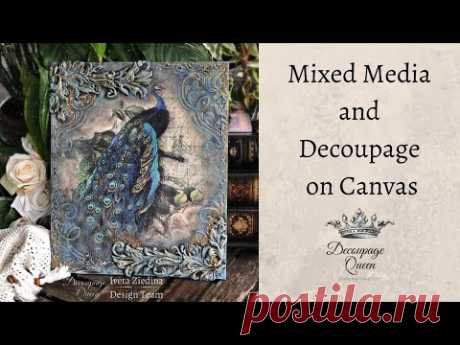 Mixed Media and Rice paper decoupage on Canvas