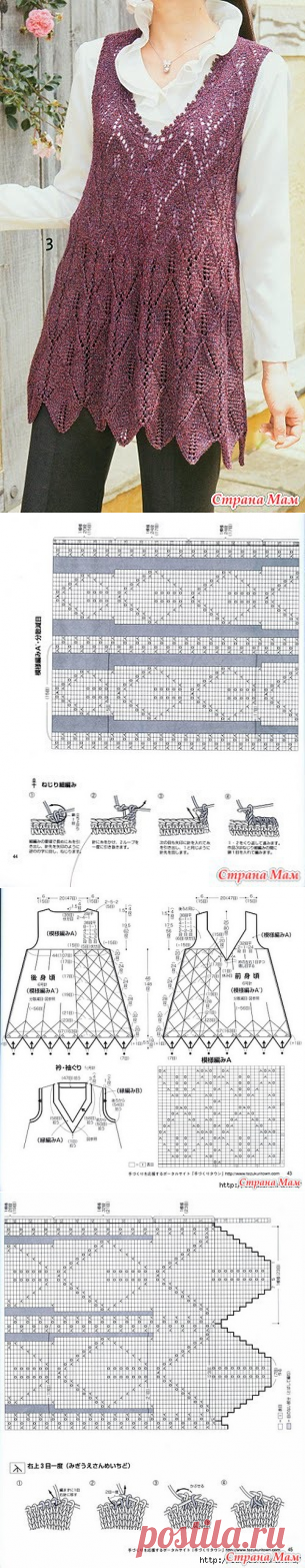 НЕОБЫЧНЫЙ ЖИЛЕТ СПИЦАМИ - ВЯЗАНАЯ МОДА+ ДЛЯ НЕМОДЕЛЬНЫХ ДАМ - Страна Мам