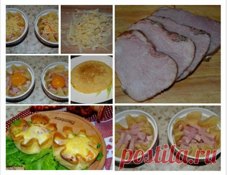 Завтрак в корзинках из блинчиков