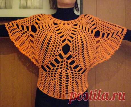 Вязаный жакет с широким рукавом крючком... / Handmade / Крючок_Летние кофточки и жакетики / Pinme.ru / Tatjana Avdeeva