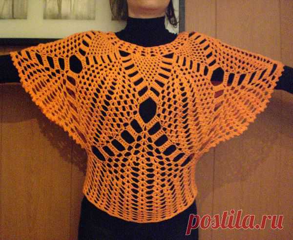 Вязаный жакет с широким рукавом крючком... / Handmade / Крючок_Летние кофточки и жакетики / Pinme.ru / Tatjana Avdeeva