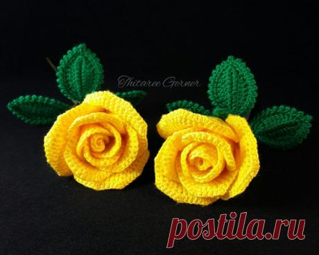Вязаные розы-МК