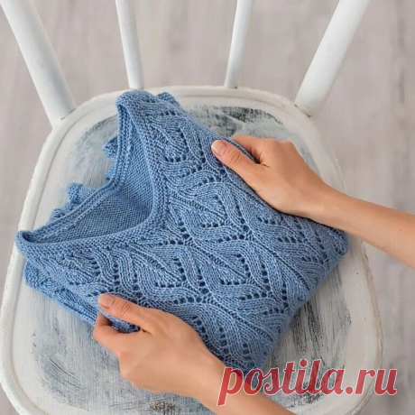 Ажурный узор «Листья» спицами. Схема. / knittingideas.ru