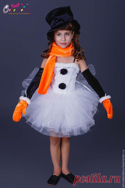 Купить Костюм снеговичка - белый, снеговик, костюм снеговика, велюр, фатин