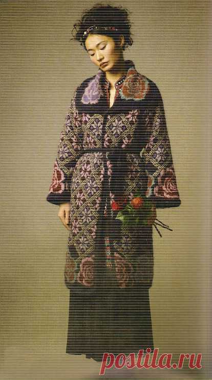 Кардиган с розами. Жаккард