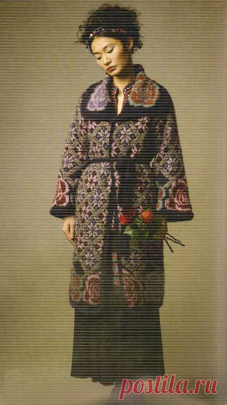 Кардиган с розами. Жаккард