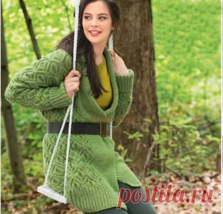 Кардиган спицами с узором из ромбов - Хитсовет Кардиган спицами с узором из ромбов. Новинка модной модели женского кардигана с узором из ромбов с бесплатным описанием и схемой вязания. Вам потребуется: 900 (950) грамм зеленой меланжевой пряжи, состоящей из 100% мериносовой шерсти; длиной нити 120 метров в 50 граммах; спицы № 4,5; круговые спицы № 4,5.