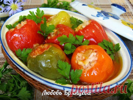 Рецепт с фото: Фаршированный перец курицей, рисом и яблоками - яркое, осеннее овощное блюдо, вкусное и легкое. :Хлебосольные хозяйки. Рецепты домашней кухни