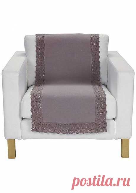 Дорожка для кресла. Текстиль, кайма связана крючком