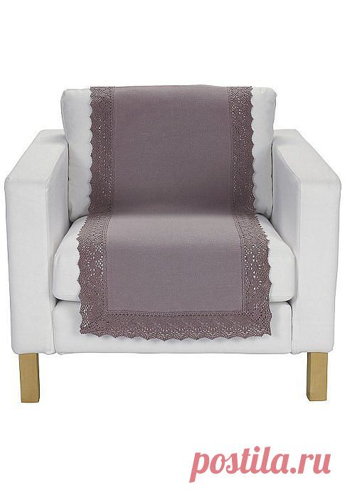 Дорожка для кресла. Текстиль, кайма связана крючком