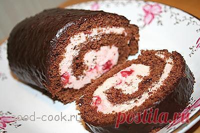 Хорошая кухня - французский шоколадно-клубничный рулет. Кулинарная книга рецептов. Салаты, выпечка.