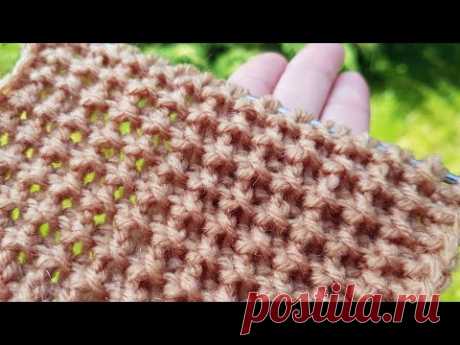 Вяжем очень рельефный фоновый узор спицами ☝️ knitting pattern.