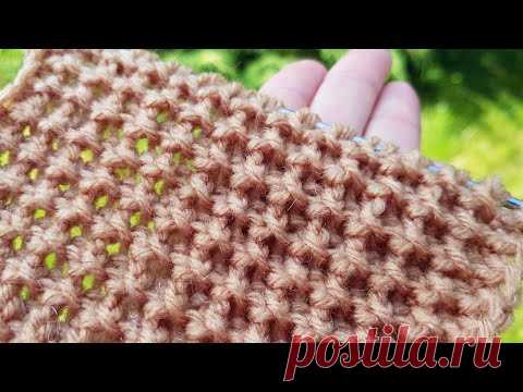 Вяжем очень рельефный фоновый узор спицами ☝️ knitting pattern.
