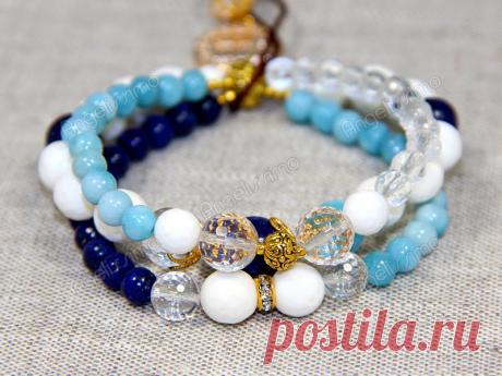 Браслет &quot;Три в одном&quot; из лазурита, агата и других натуральных камней от BRimar