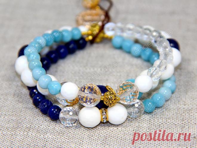 Браслет "Три в одном" из лазурита, агата и других натуральных камней от BRimar