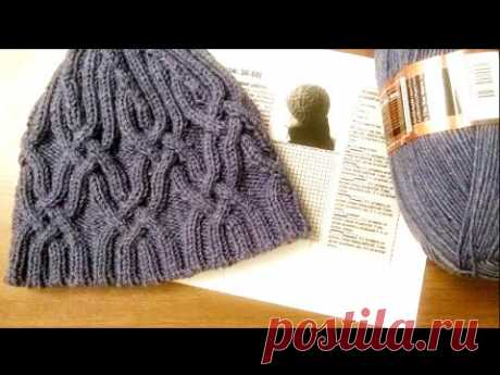 Мужская шапка спицами.Часть1.Men's hat with knitting needles.Part1.