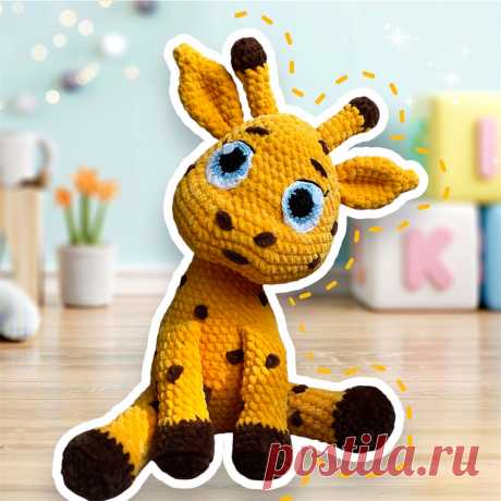 PDF Жирафик Федя крючком. FREE crochet pattern; Аmigurumi toy patterns. Амигуруми схемы и описания на русском. Вязаные игрушки и поделки своими руками #amimore - большой жираф из плюшевой пряжи, плюшевый жирафик.