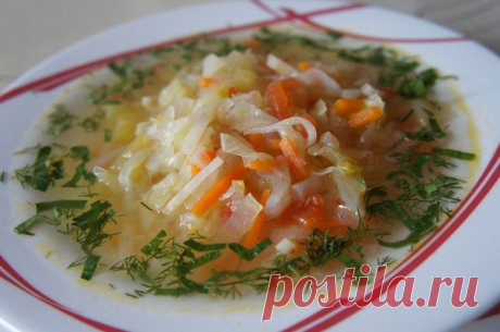 Овощной суп с капустой на водичке.